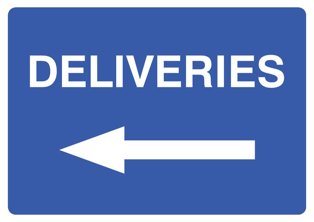 Deliveries Left Arrow Sign Blue - The Sign Shed