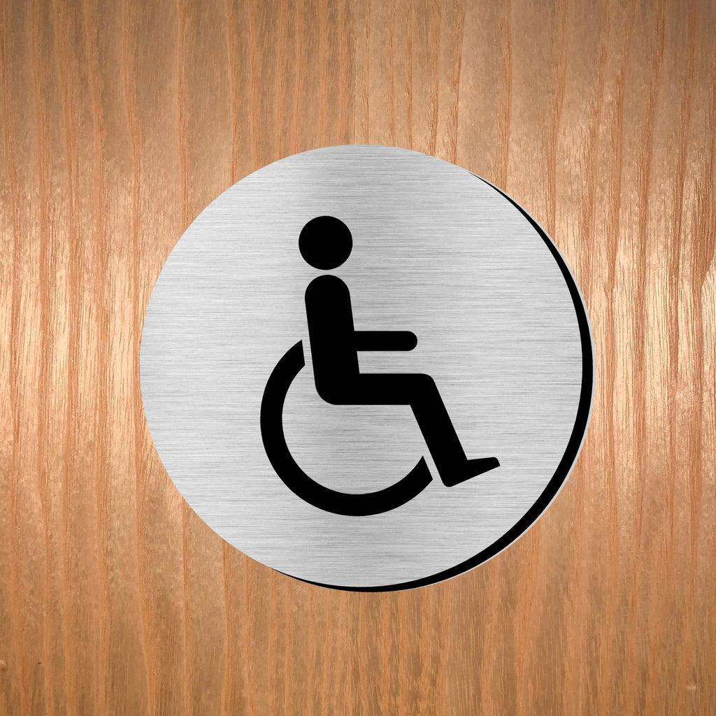 DISABLED Premium Brushed Silver toilet door sign - The Sign Shed