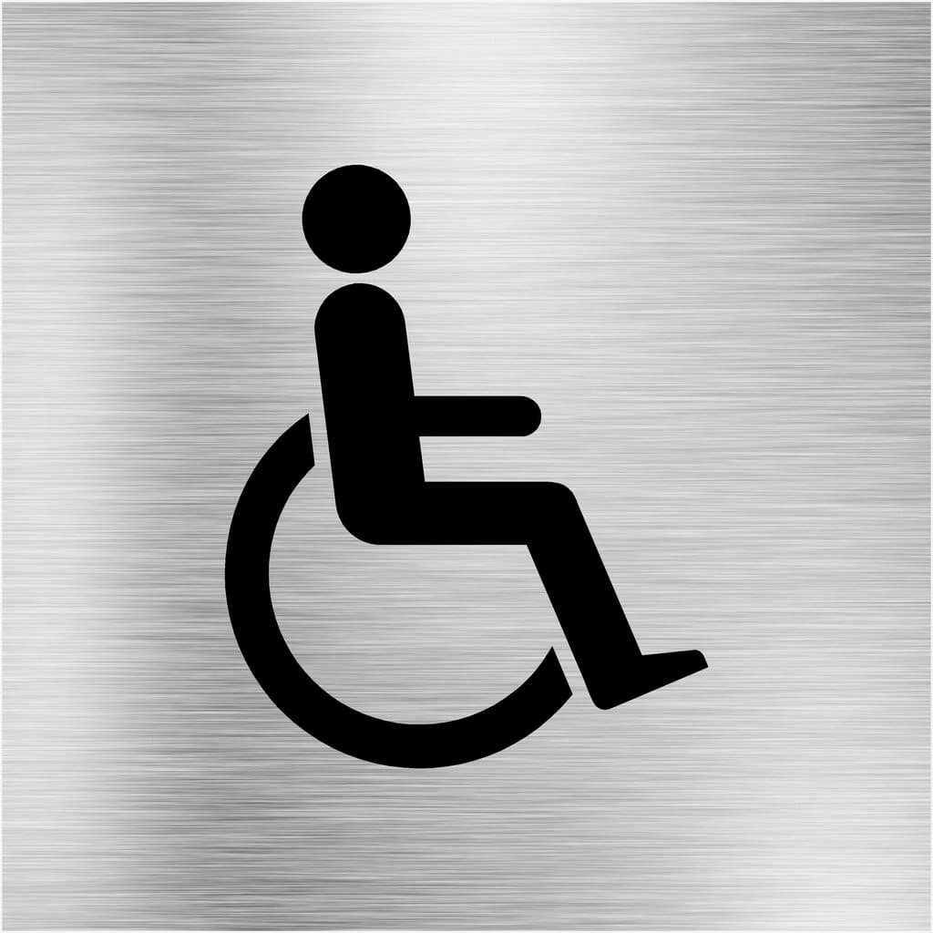 Disabled Toilet Sign in Brushed Silver - The Sign Shed