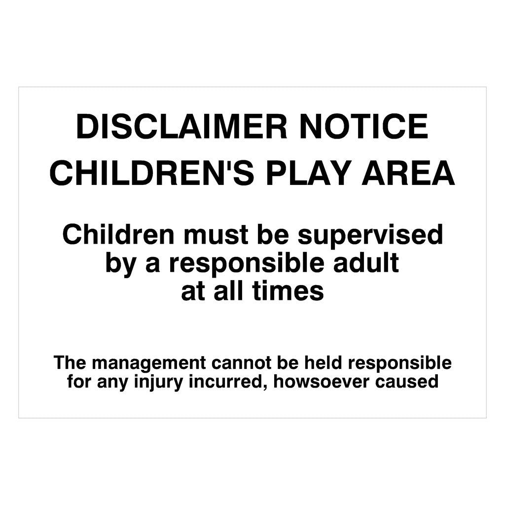 Disclaimer Notice Children's Play Area Sign - The Sign Shed
