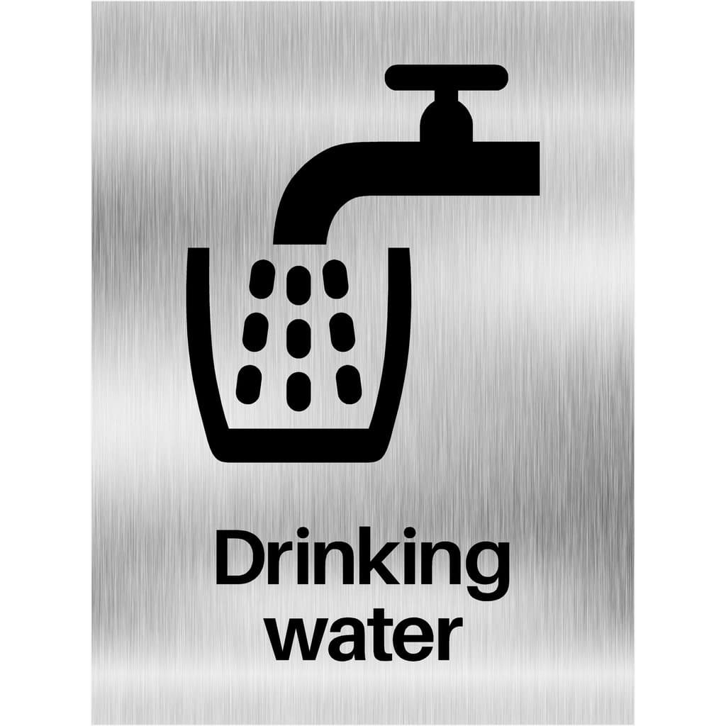 Drinking Water Sign Brushed Silver - The Sign Shed