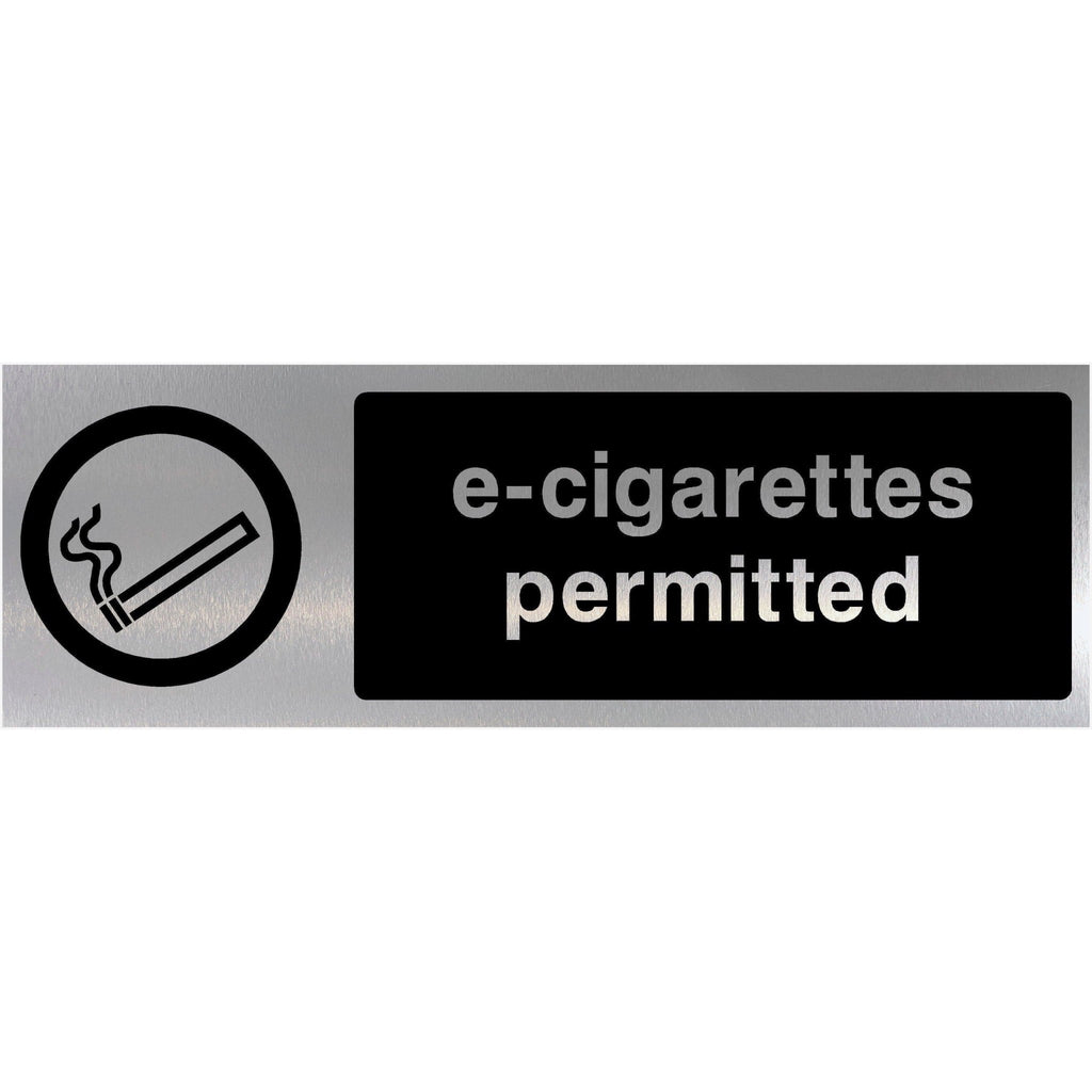 E-Cigarettes Permitted Brushed Silver Sign Landscape - The Sign Shed