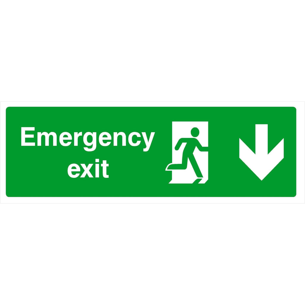 Emergency Exit Sign Down Arrow - The Sign Shed
