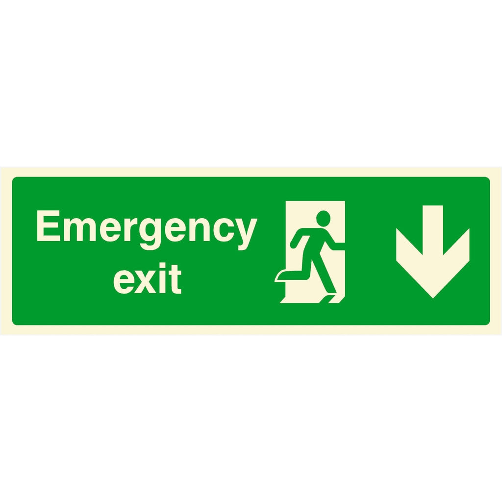 Emergency Exit Sign Down Arrow - The Sign Shed