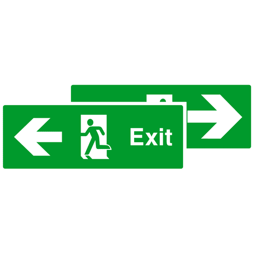 Exit Double Sided Fire Exit Sign Left And Right Arrow - The Sign Shed