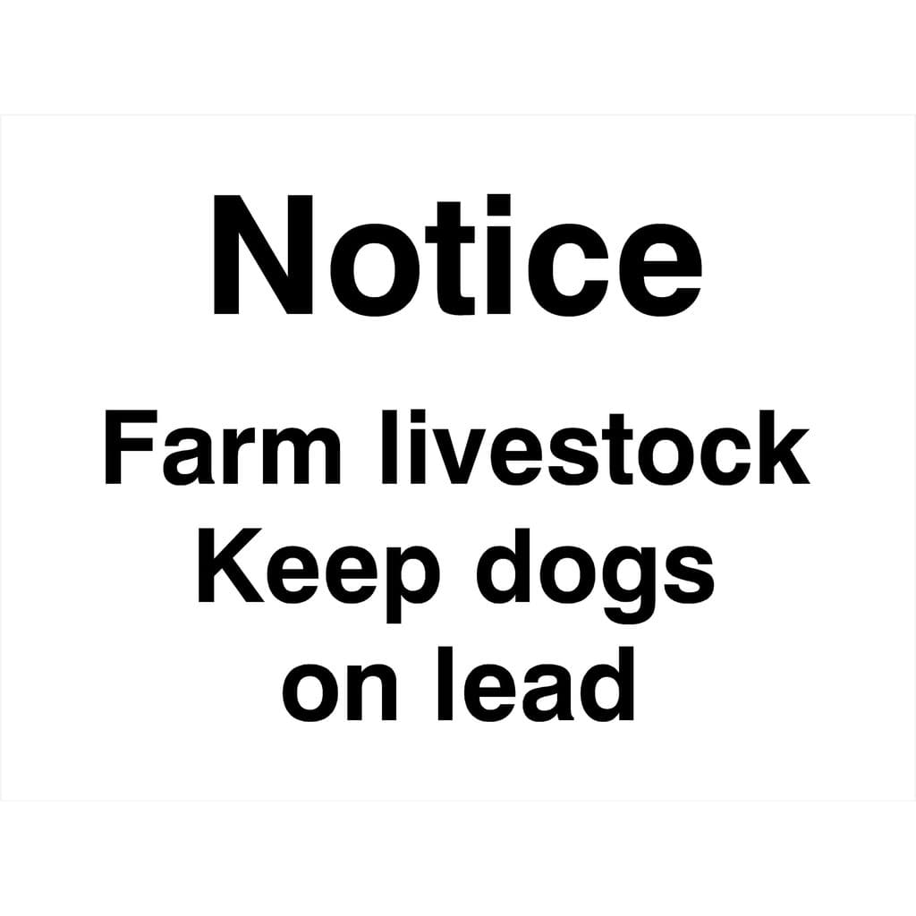 Farm Livestock Keep Dogs On Lead Sign - The Sign Shed