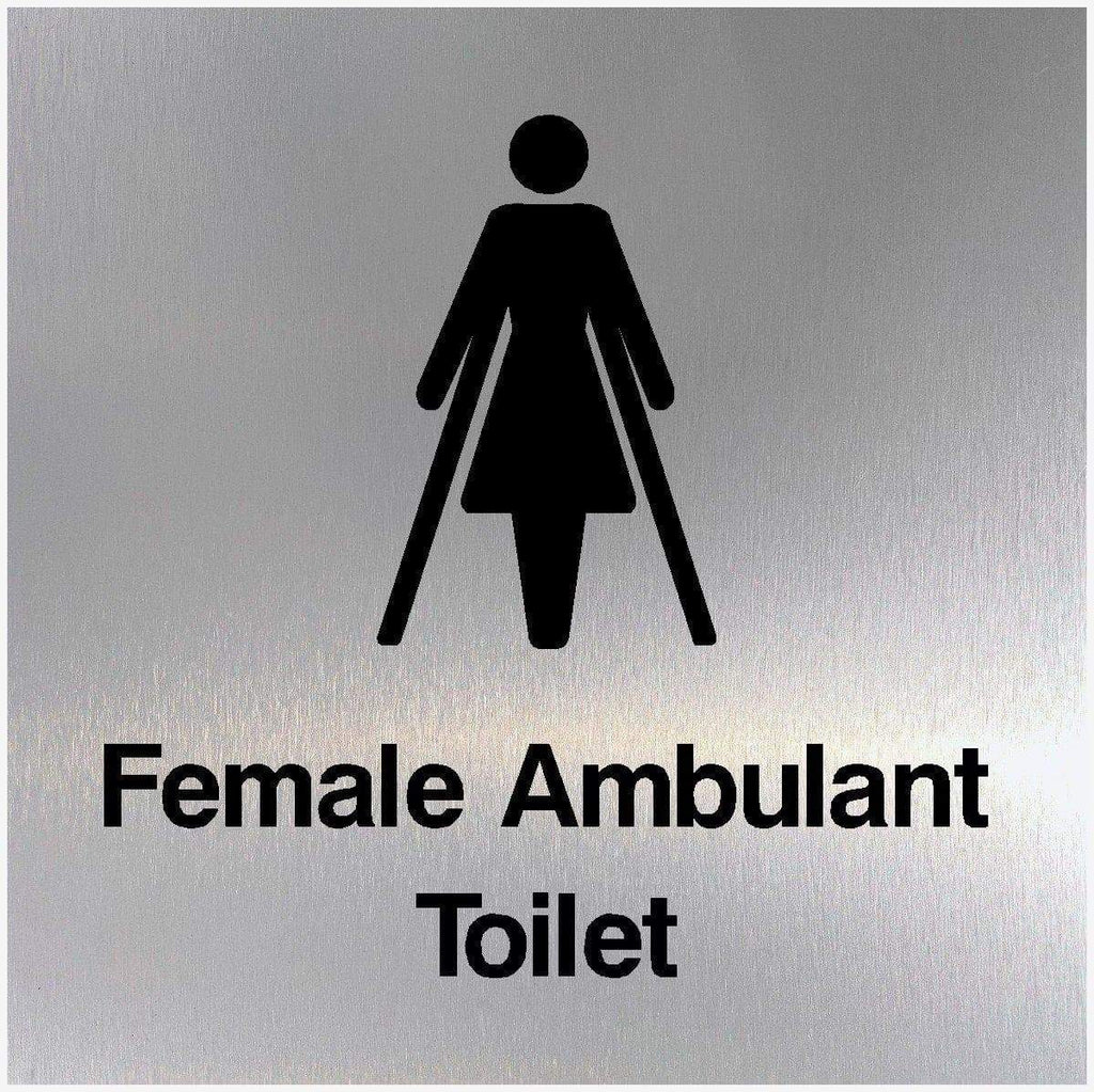 Female Ambulant Toilet Sign Brushed Silver - The Sign Shed