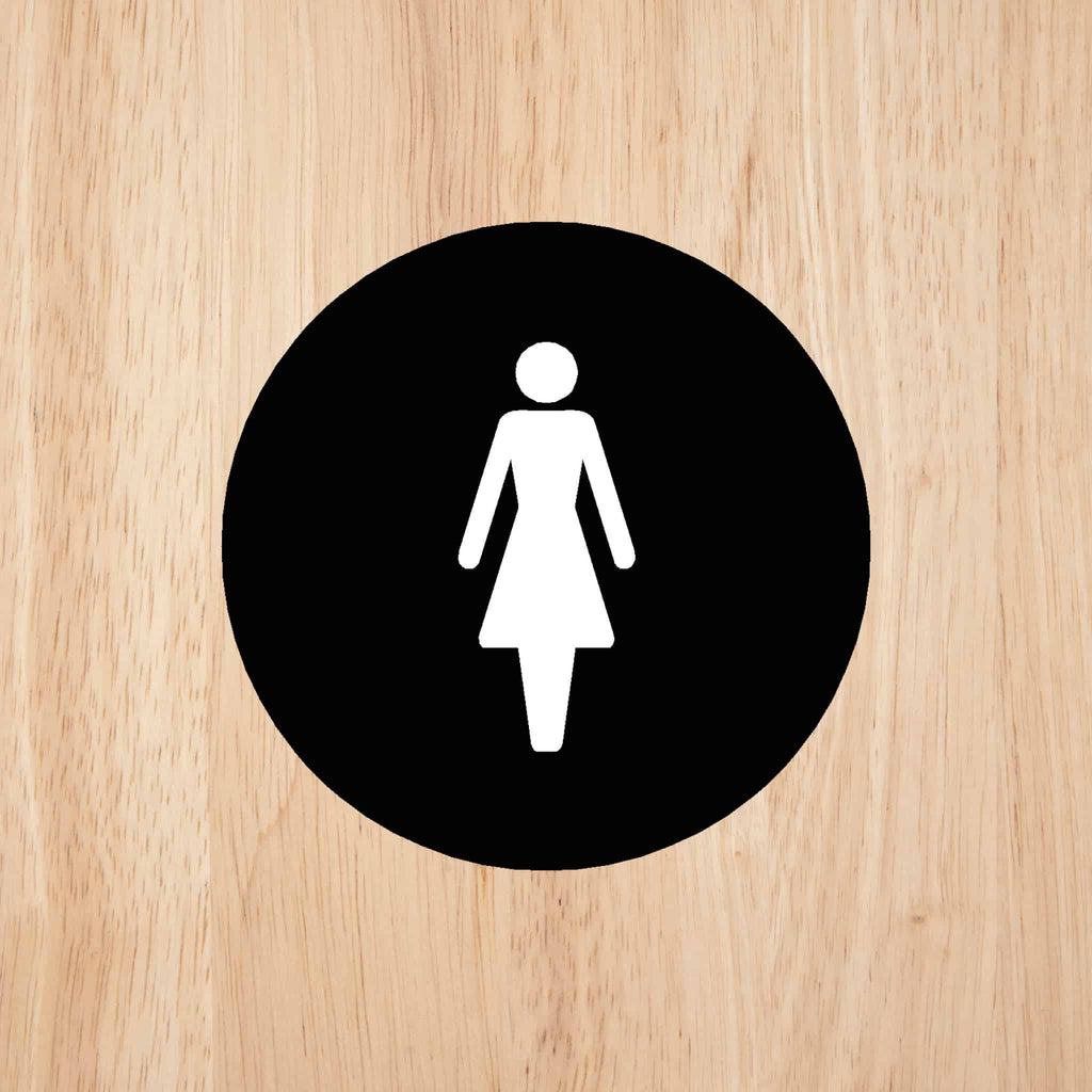 FEMALE Premium Black toilet door sign - The Sign Shed