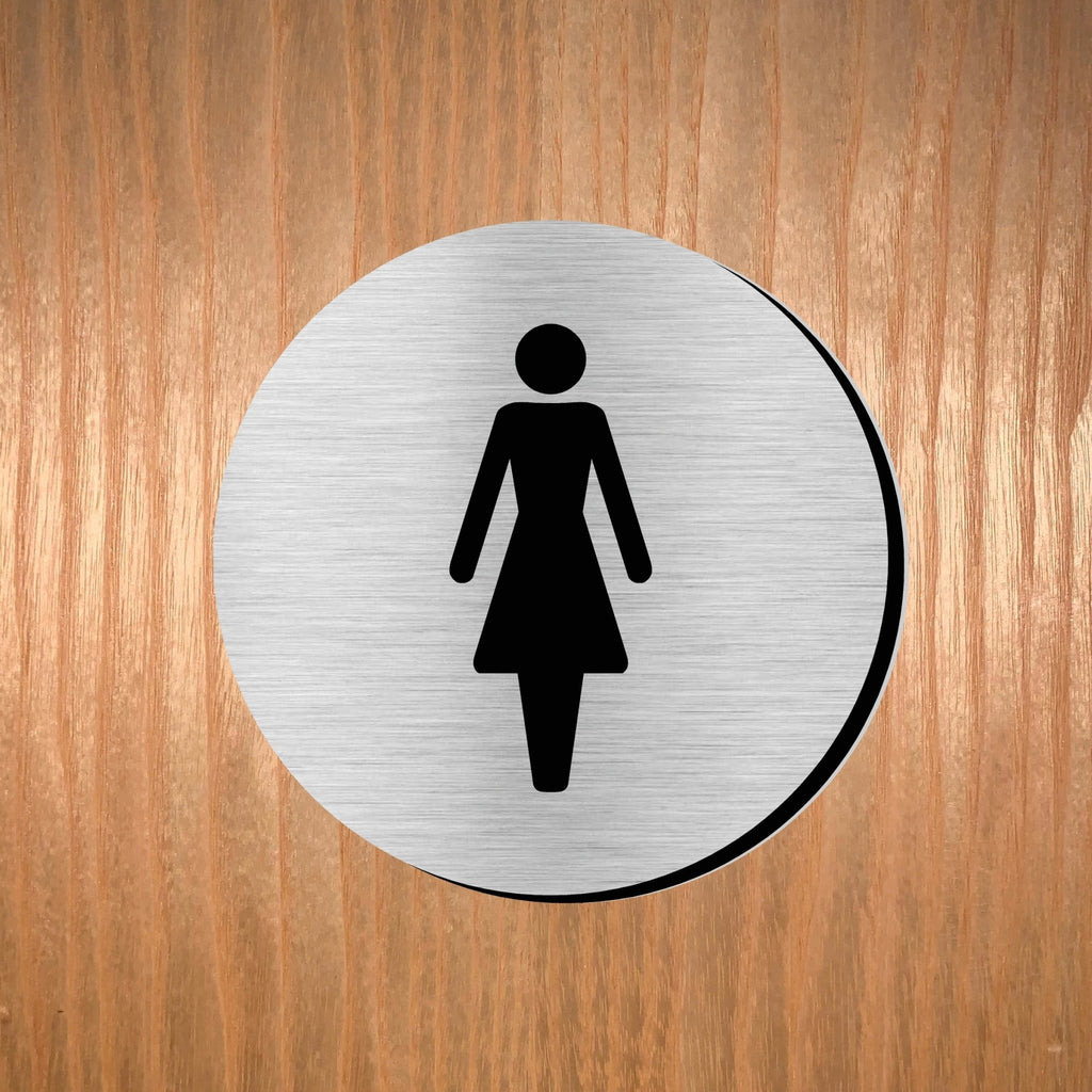 FEMALE Premium Brushed Silver toilet door sign - The Sign Shed