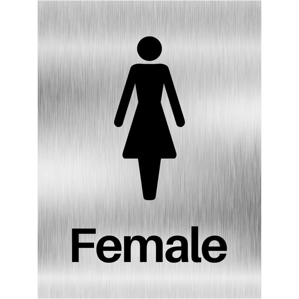 Female Toilet Sign in Brushed Silver - The Sign Shed