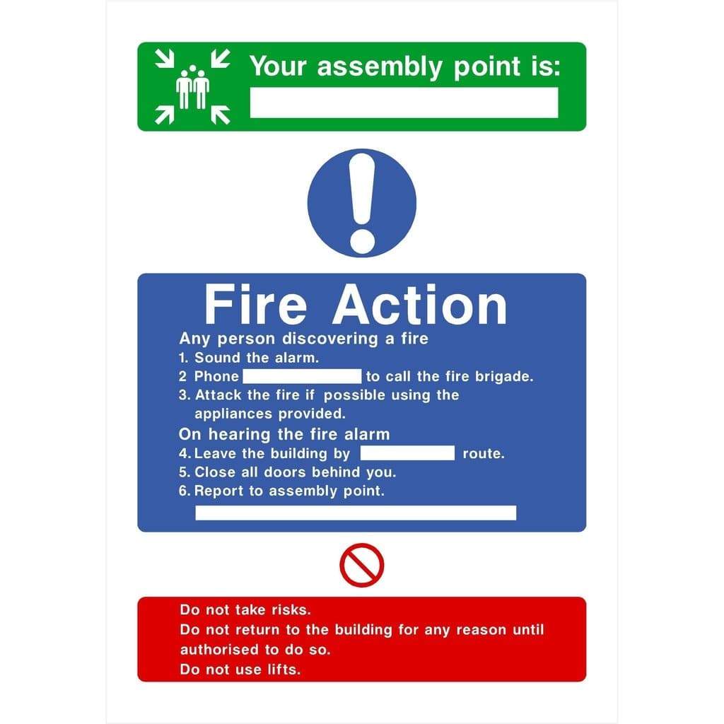Fire Action And Assembly Point Sign - The Sign Shed