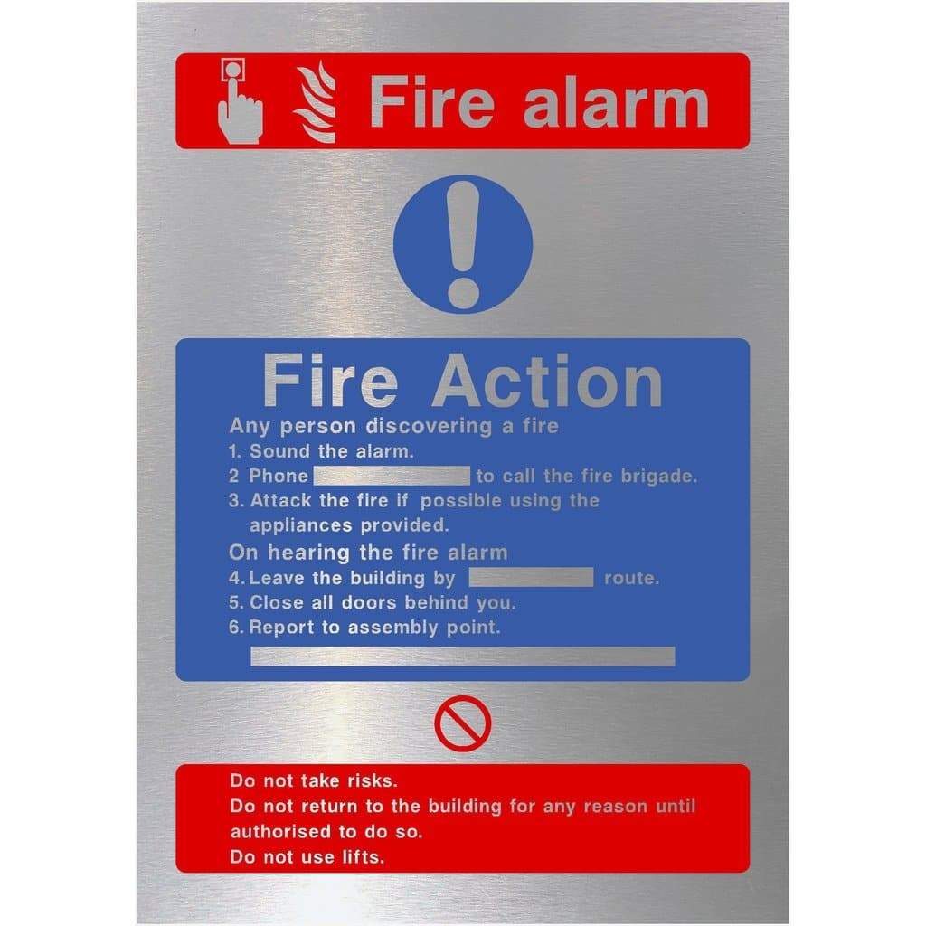 Fire Action Call Point Sign in Brushed Silver - The Sign Shed
