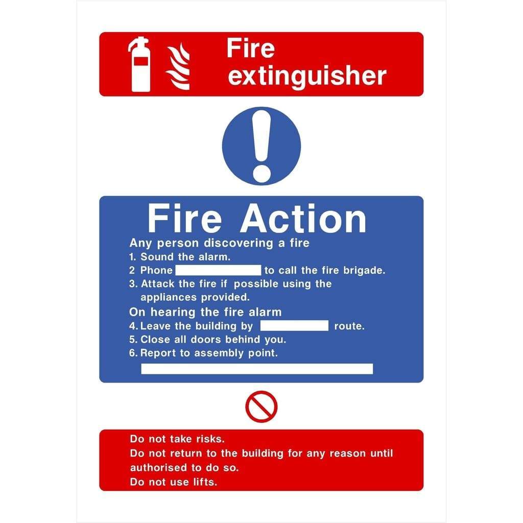 Fire Action Fire Extinguisher Sign - The Sign Shed