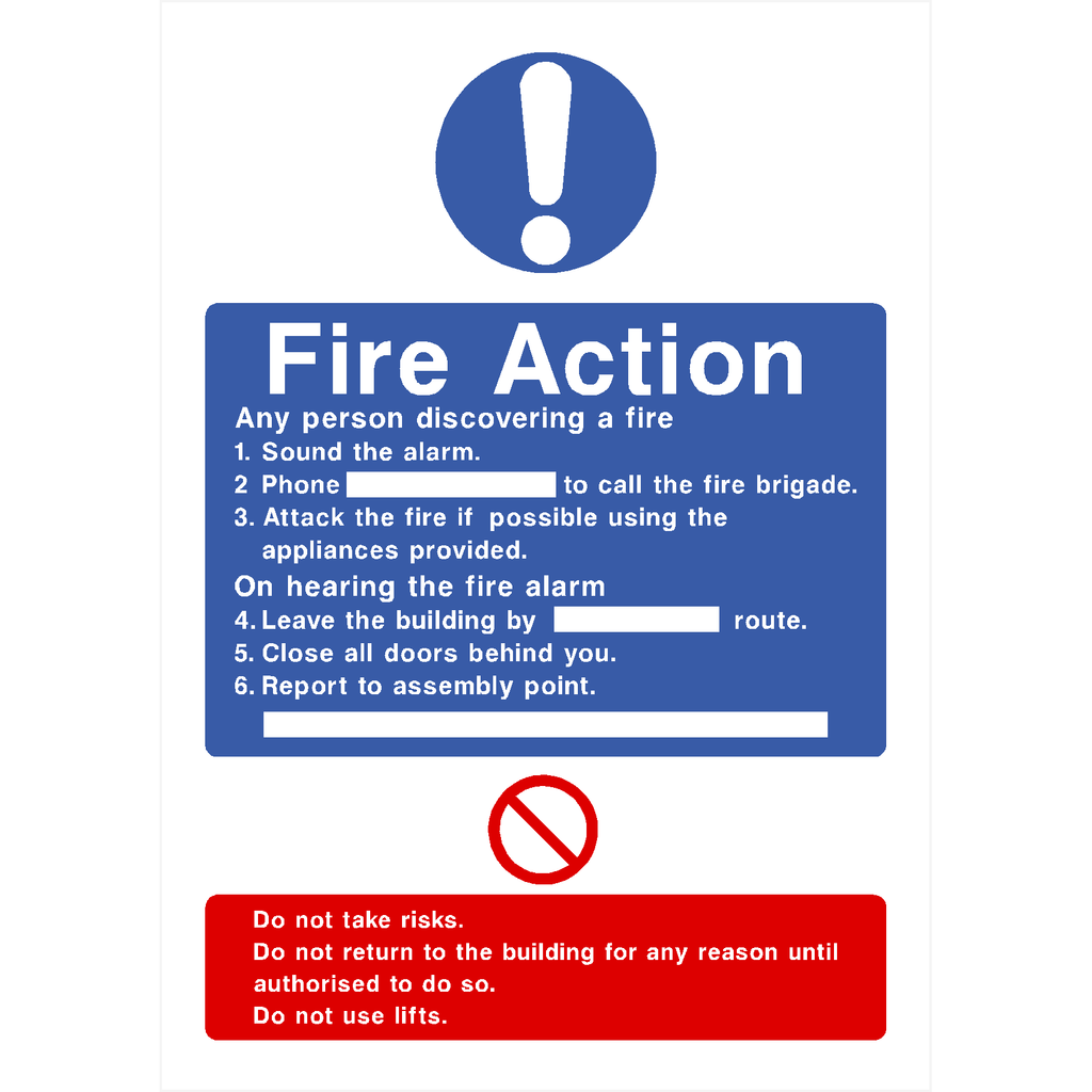 Fire Action Fire Sign - The Sign Shed