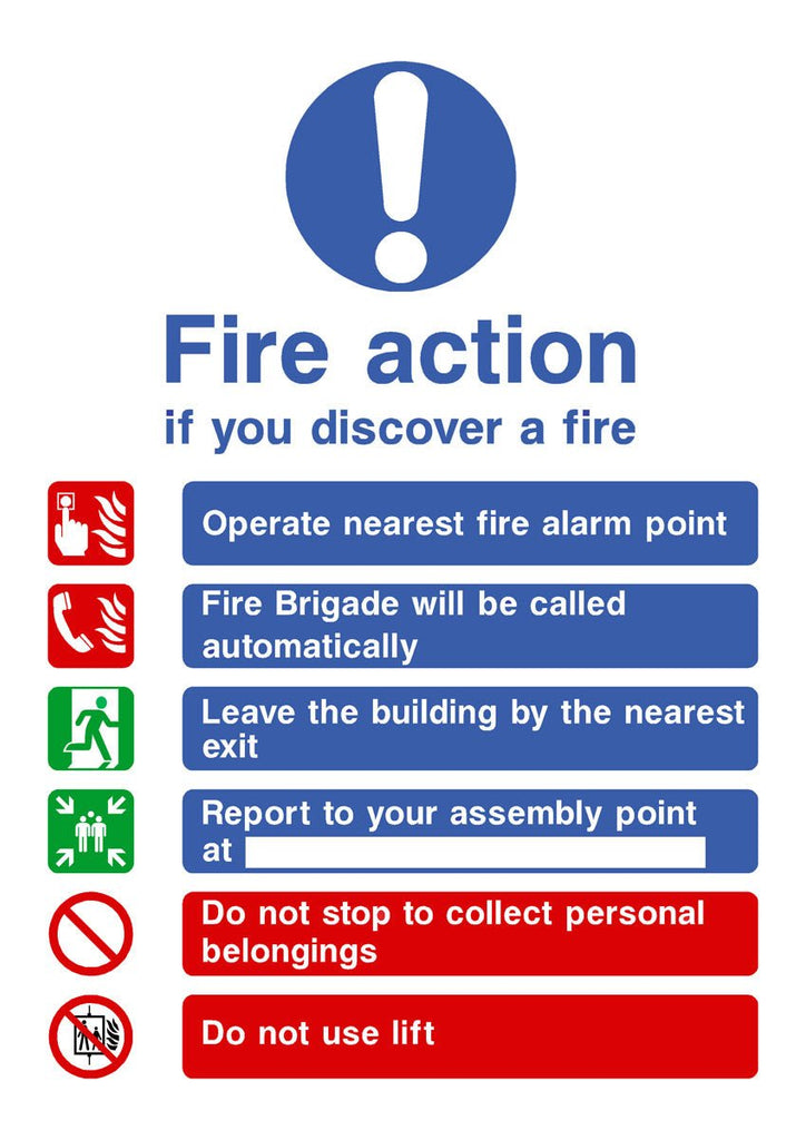 Fire Action If You Discover A Fire 6 Point Sign - The Sign Shed
