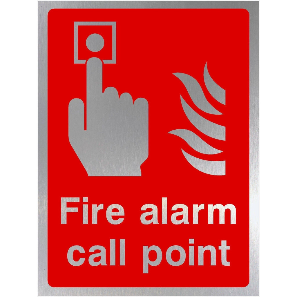 Fire Alarm Call Point Sign in Brushed Silver - The Sign Shed