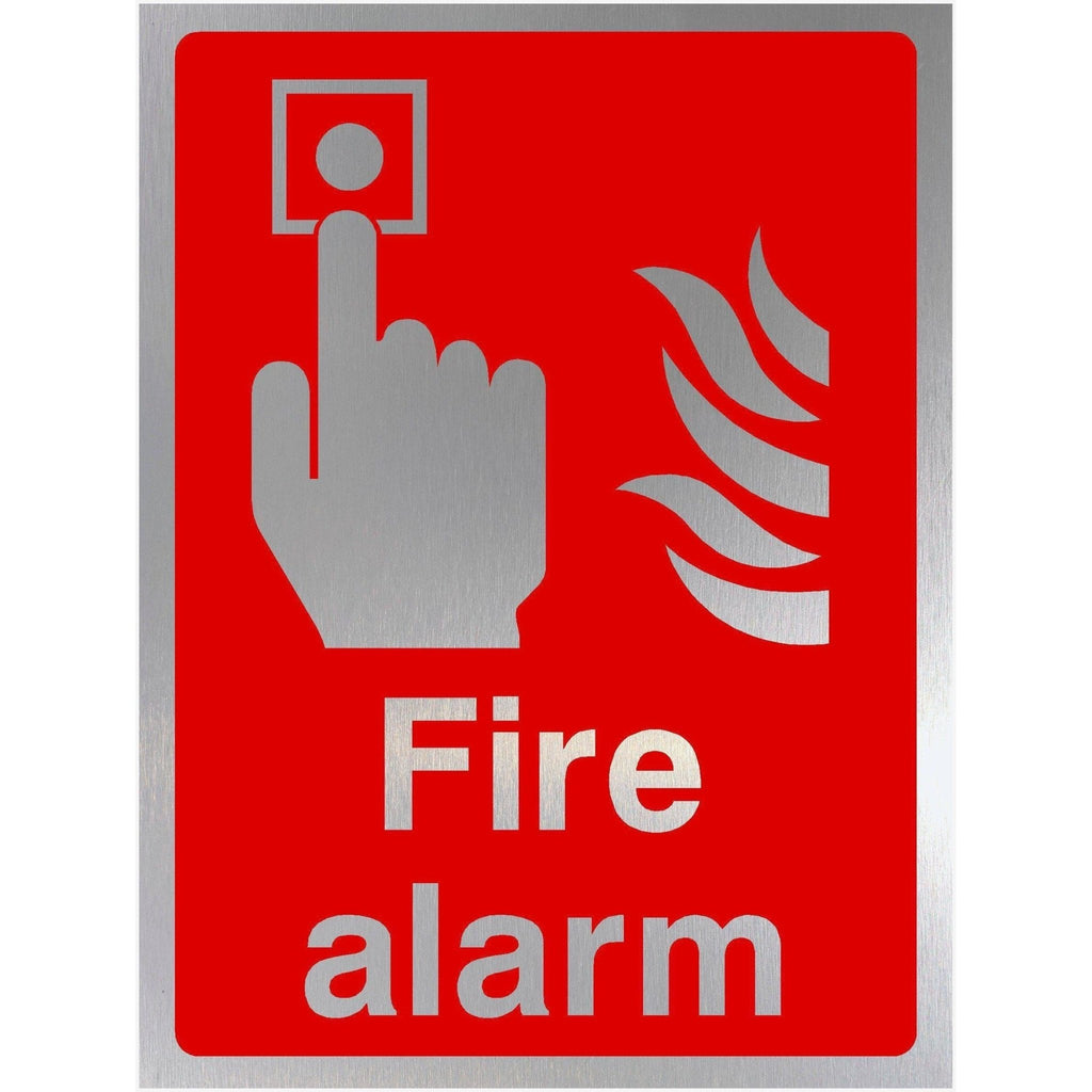 Fire Alarm Sign in Brushed Silver - The Sign Shed