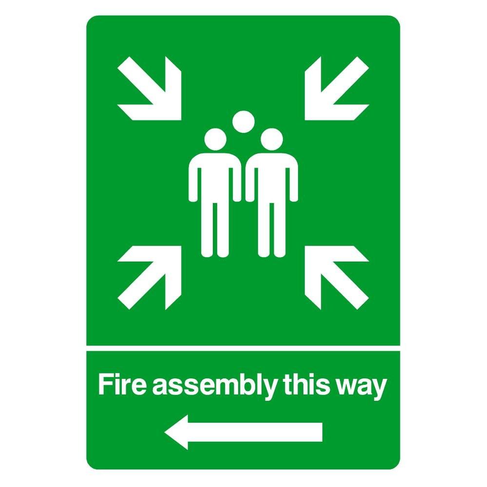 Fire Assembly This Way Left Arrow Sign - The Sign Shed