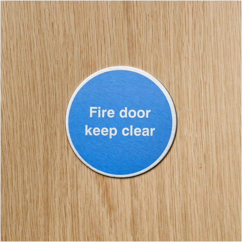 Fire Door Keep Clear Sign in Stainless Steel - The Sign Shed