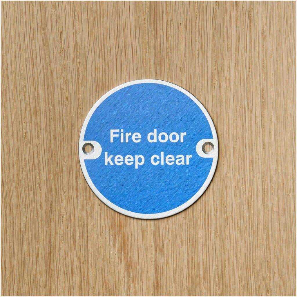 Fire Door Keep Clear Sign in Stainless Steel - The Sign Shed