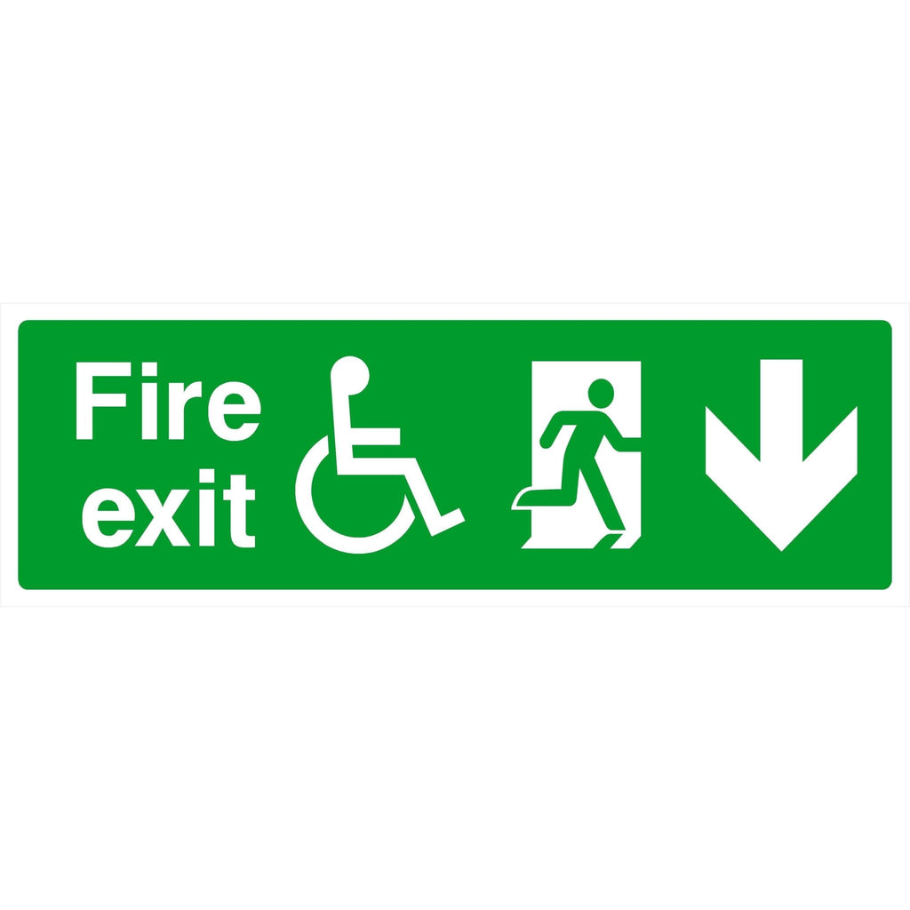 Fire Exit Refuge Sign Down Arrow - The Sign Shed