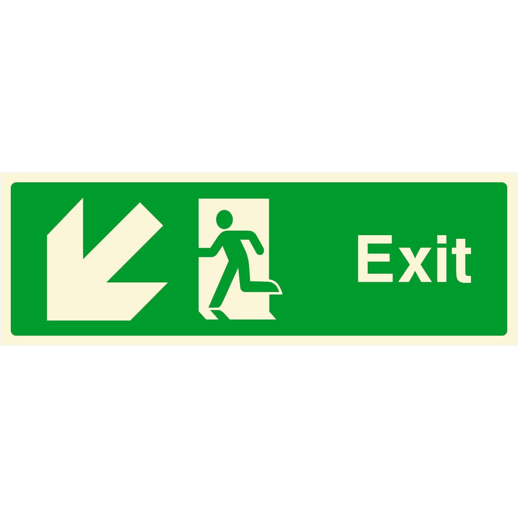 Fire Exit Sign Down Left Arrow - The Sign Shed