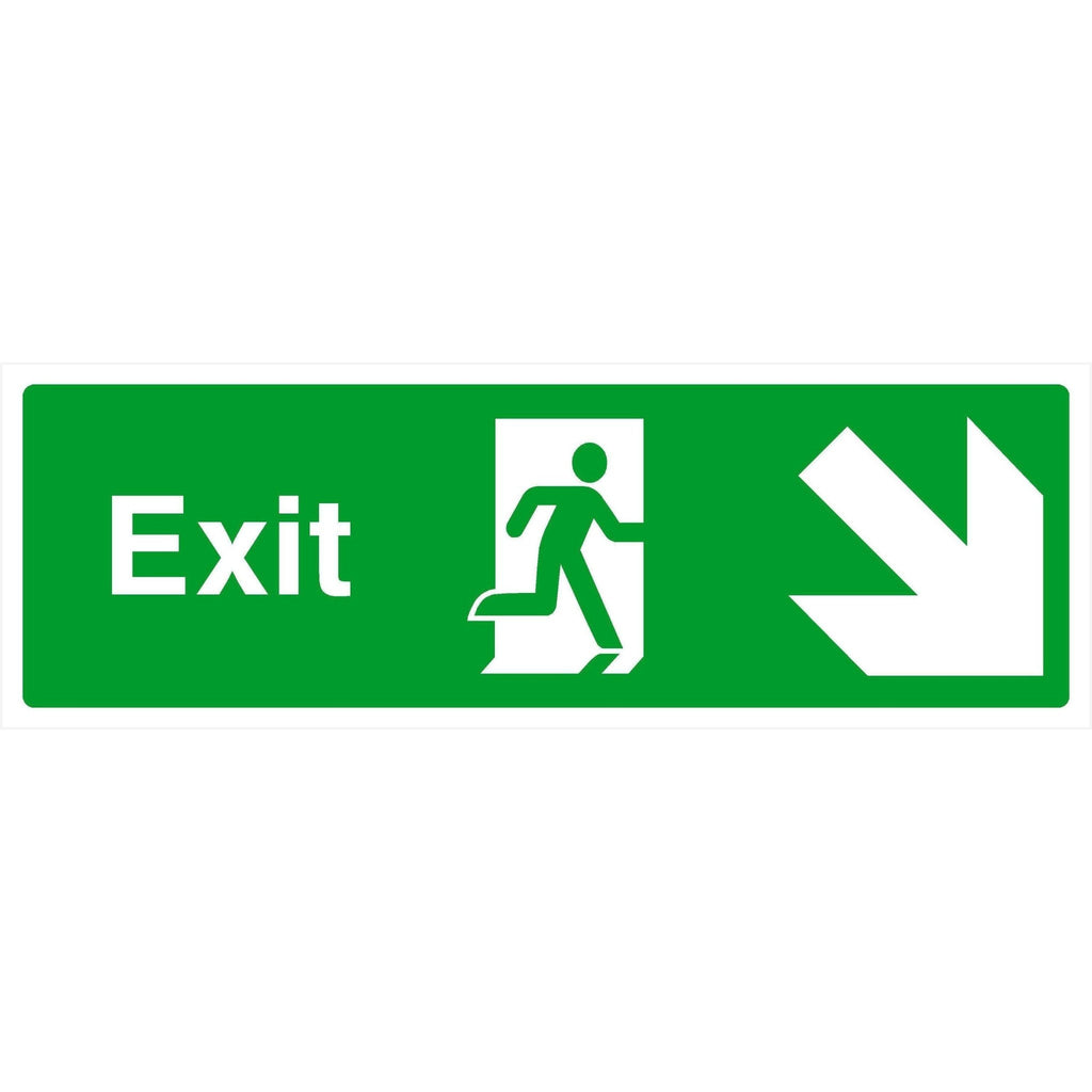 Fire Exit Sign Down Right Arrow - The Sign Shed