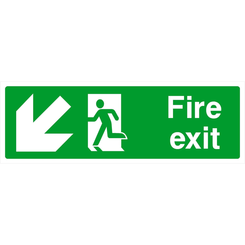 Fire Exit Sign Left Down Arrow - The Sign Shed