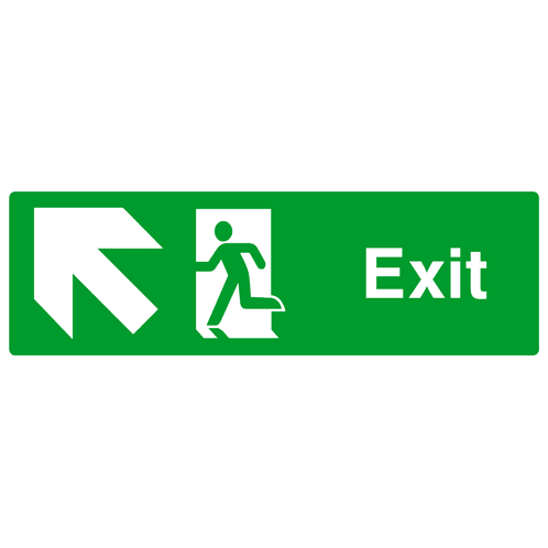 Fire Exit Sign Up Left Arrow - The Sign Shed