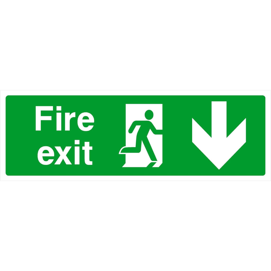 Fire Exit Sign With Down Arrow - The Sign Shed