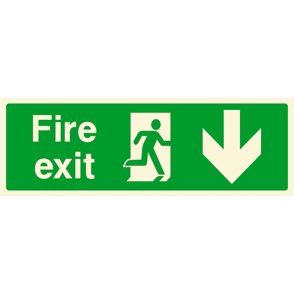 Fire Exit Sign With Down Arrow - The Sign Shed