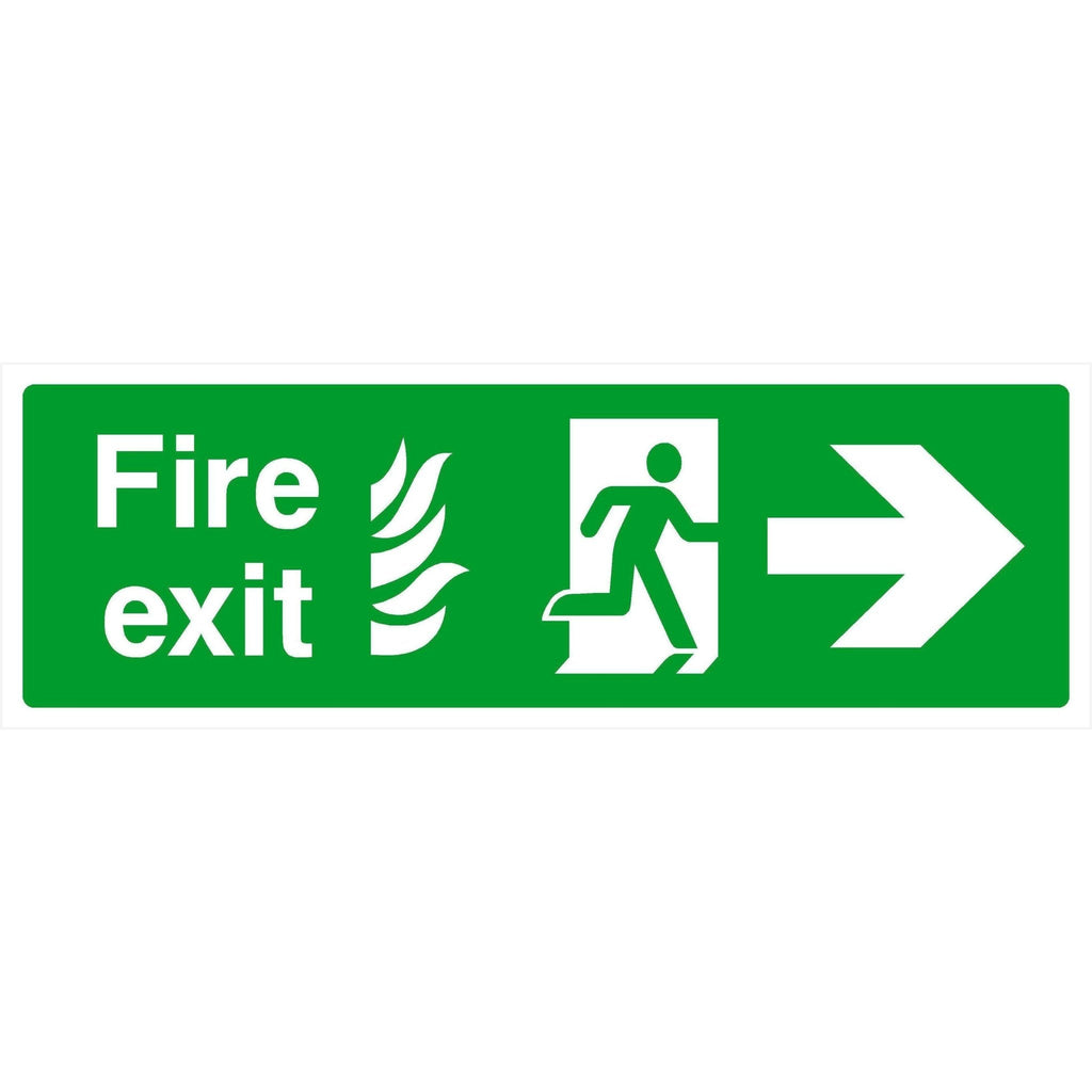 Fire Exit With Flames Sign Right Arrow - The Sign Shed