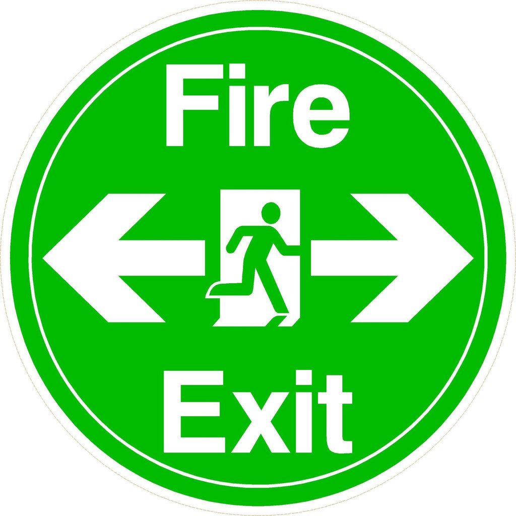 Fire Exit with Left and Right Arrows Floor Sticker - The Sign Shed