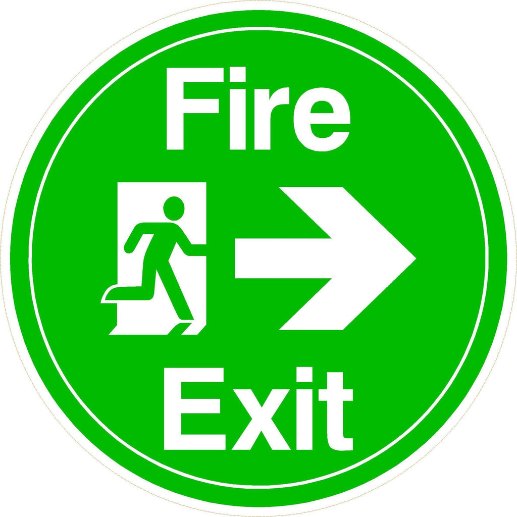 Fire Exit with Right Arrow Floor Sticker - The Sign Shed