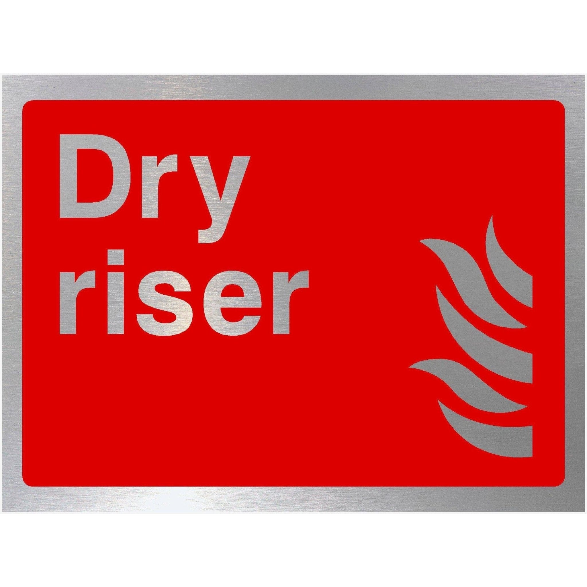 Fire Extinguisher Dry Riser Sign in Brushed Silver