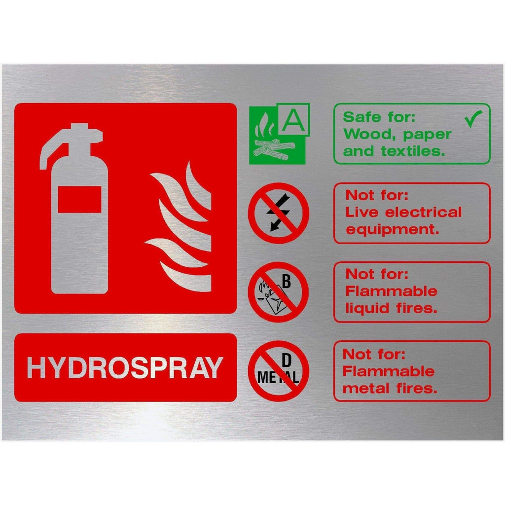 Fire Extinguisher Hydrospray Sign in Brushed Silver - The Sign Shed