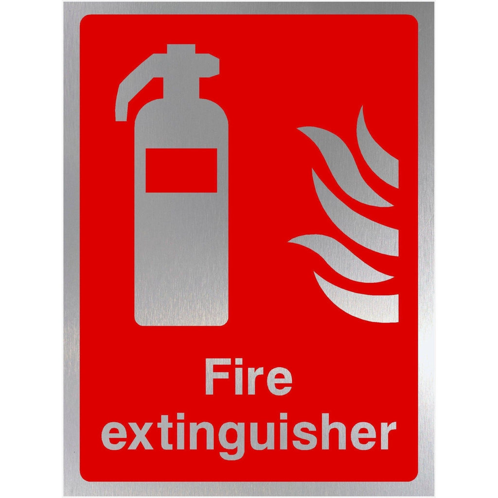 Fire Extinguisher Sign in Brushed Silver - The Sign Shed