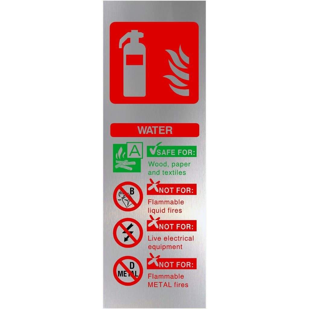 Fire Extinguisher Water Brushed Silver Sign - The Sign Shed