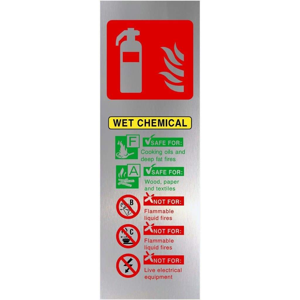 Fire Extinguisher Wet Chemical Brushed Silver Sign - The Sign Shed