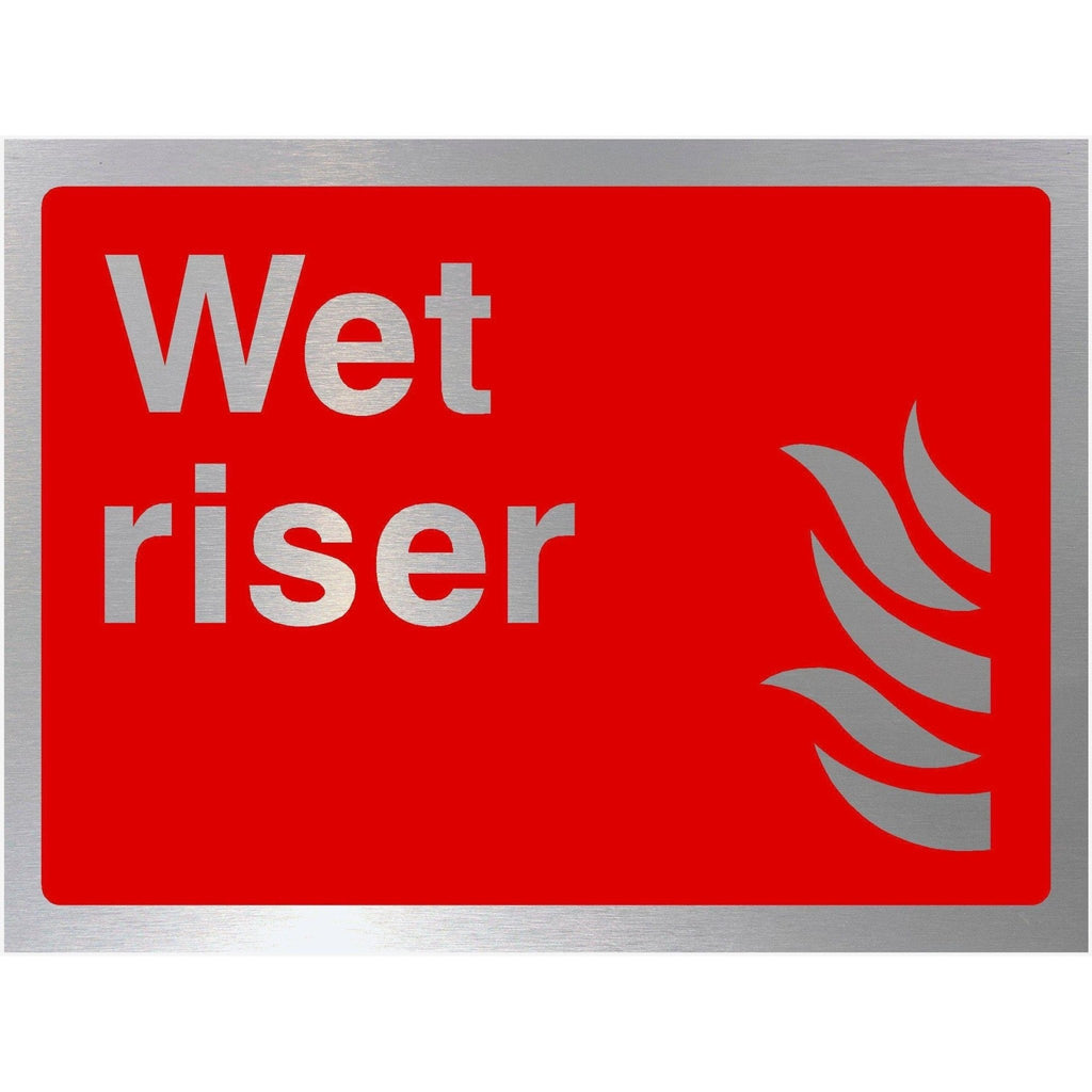 Fire Extinguisher Wet Riser Sign in Brushed Silver - The Sign Shed
