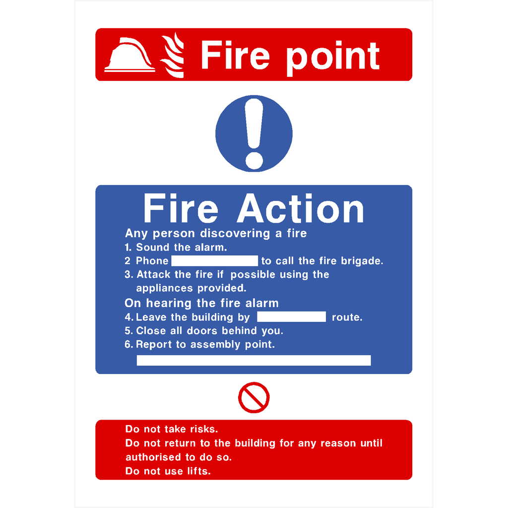 Fire Point Fire Action Sign | Fire Action Notices