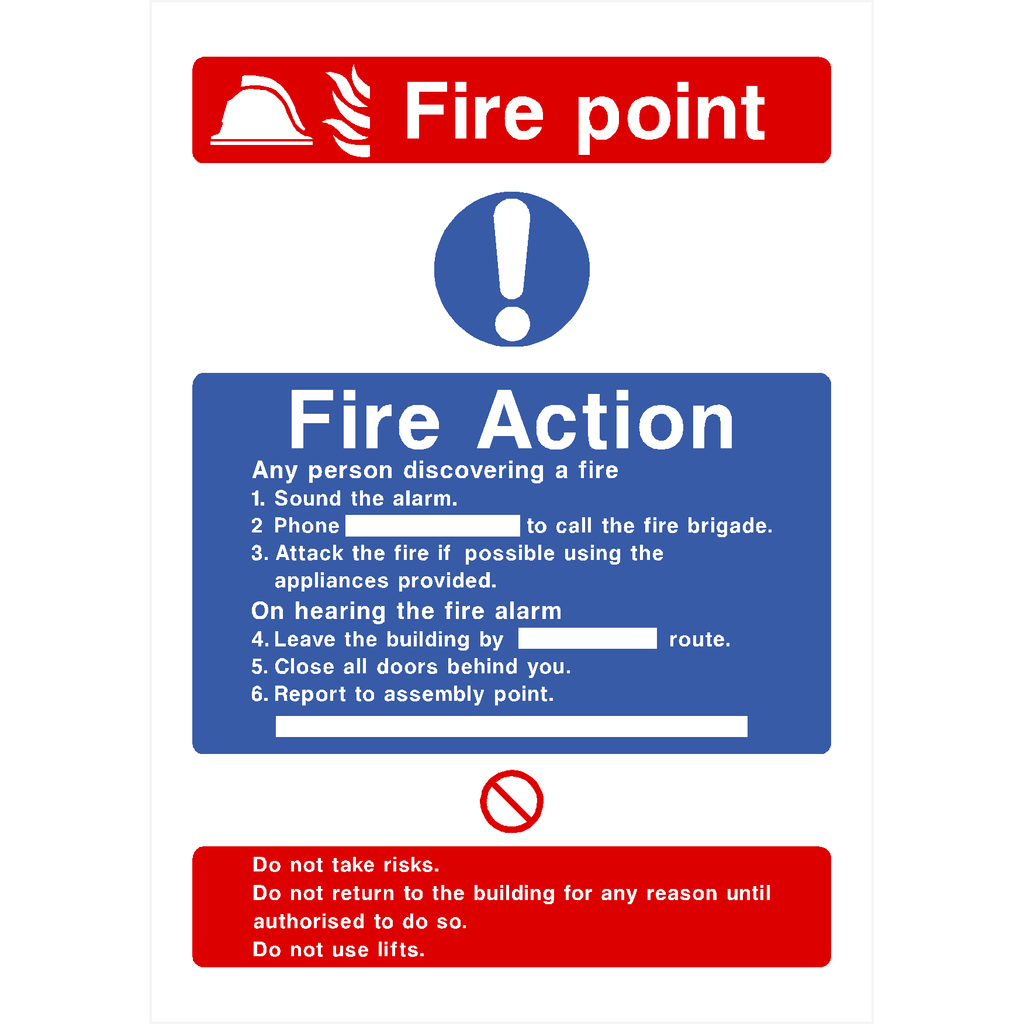 Fire Point Fire Action Sign - The Sign Shed