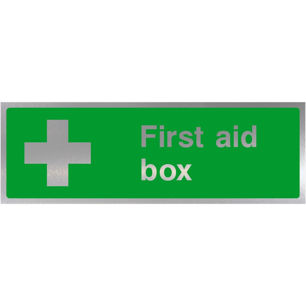 First Aid Box Sign Brushed Silver - The Sign Shed