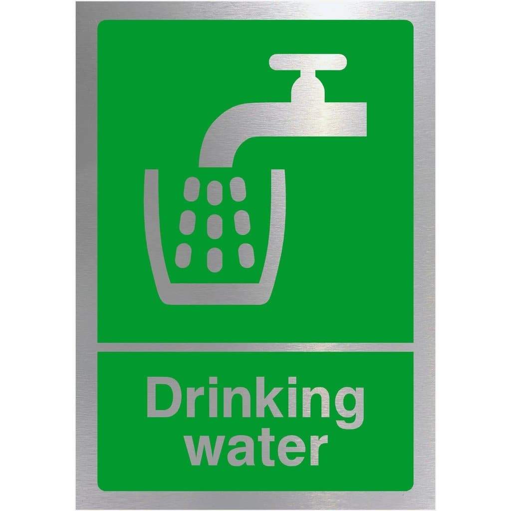 First Aid Drinking Water Sign in Brushed Silver - The Sign Shed