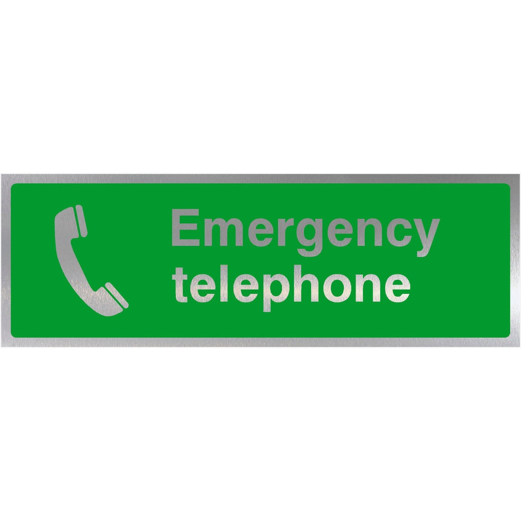First Aid Emergency Telephone Brushed Silver Sign - The Sign Shed