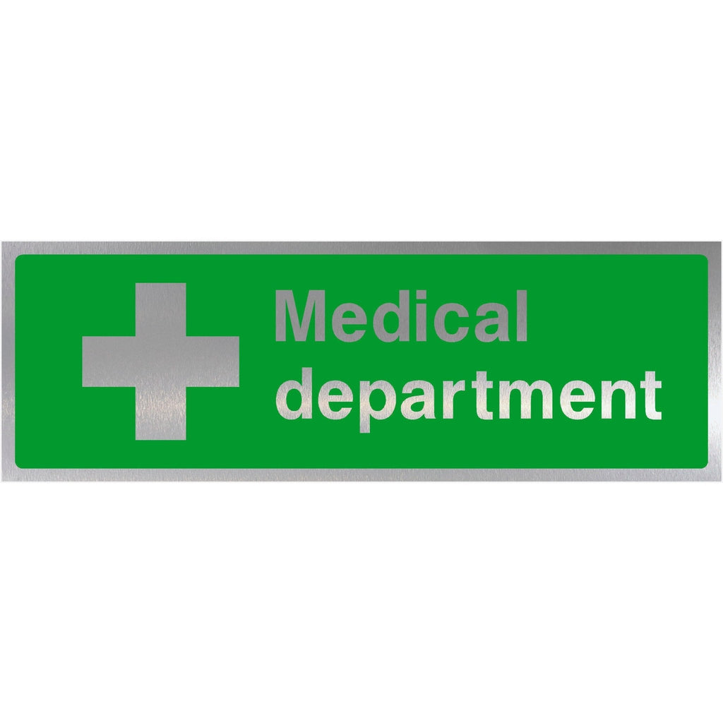 First Aid Medical Department Brushed Silver Sign - The Sign Shed