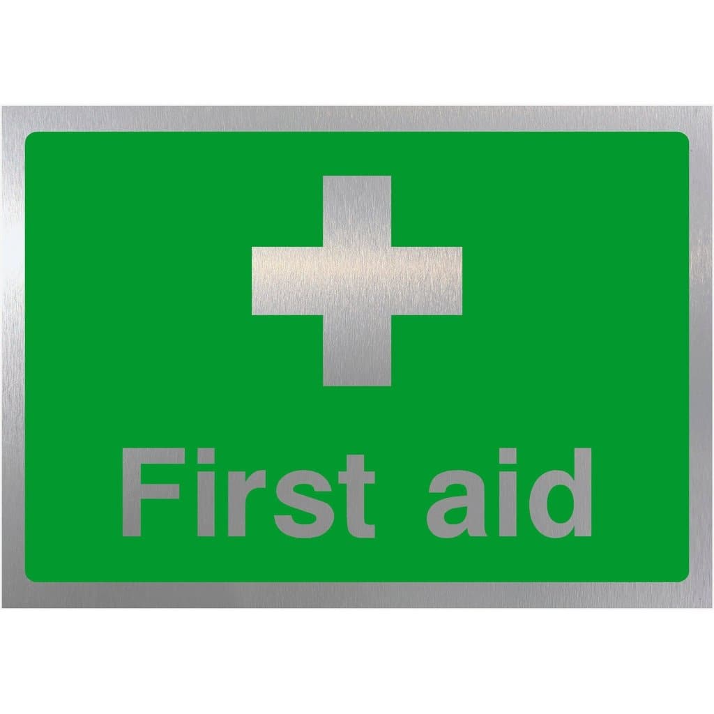 First Aid Sign in Brushed Silver - The Sign Shed
