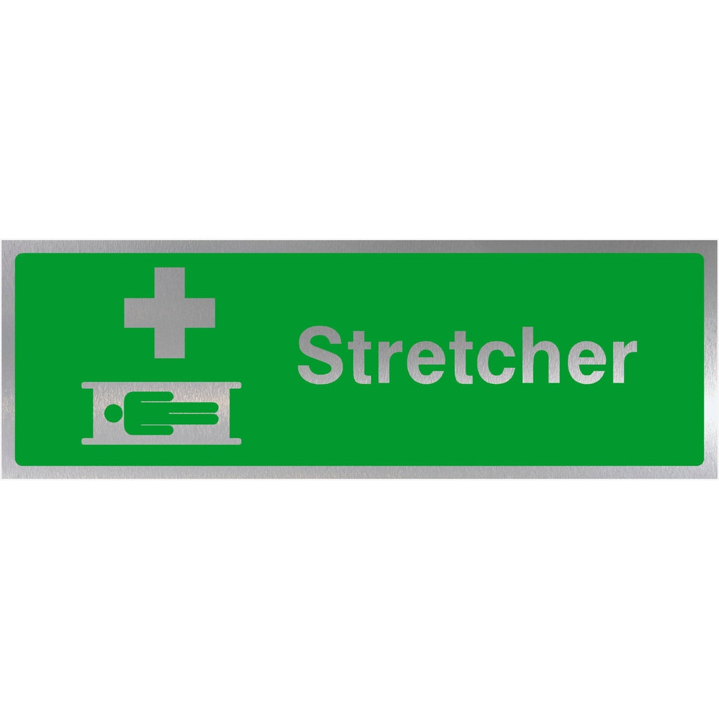 First Aid Stretcher Brushed Silver Sign - The Sign Shed