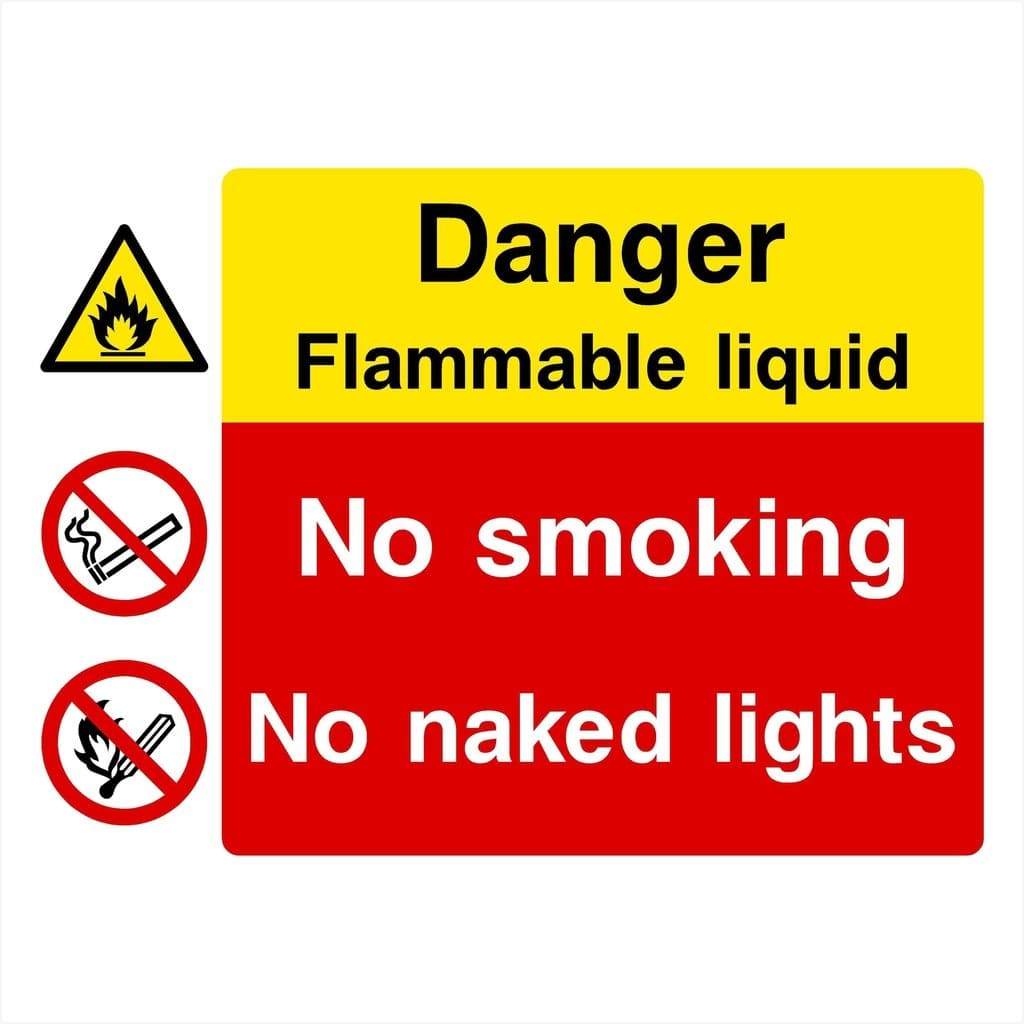 Flammable Liquid No Smoking No Naked Lights Sign - The Sign Shed