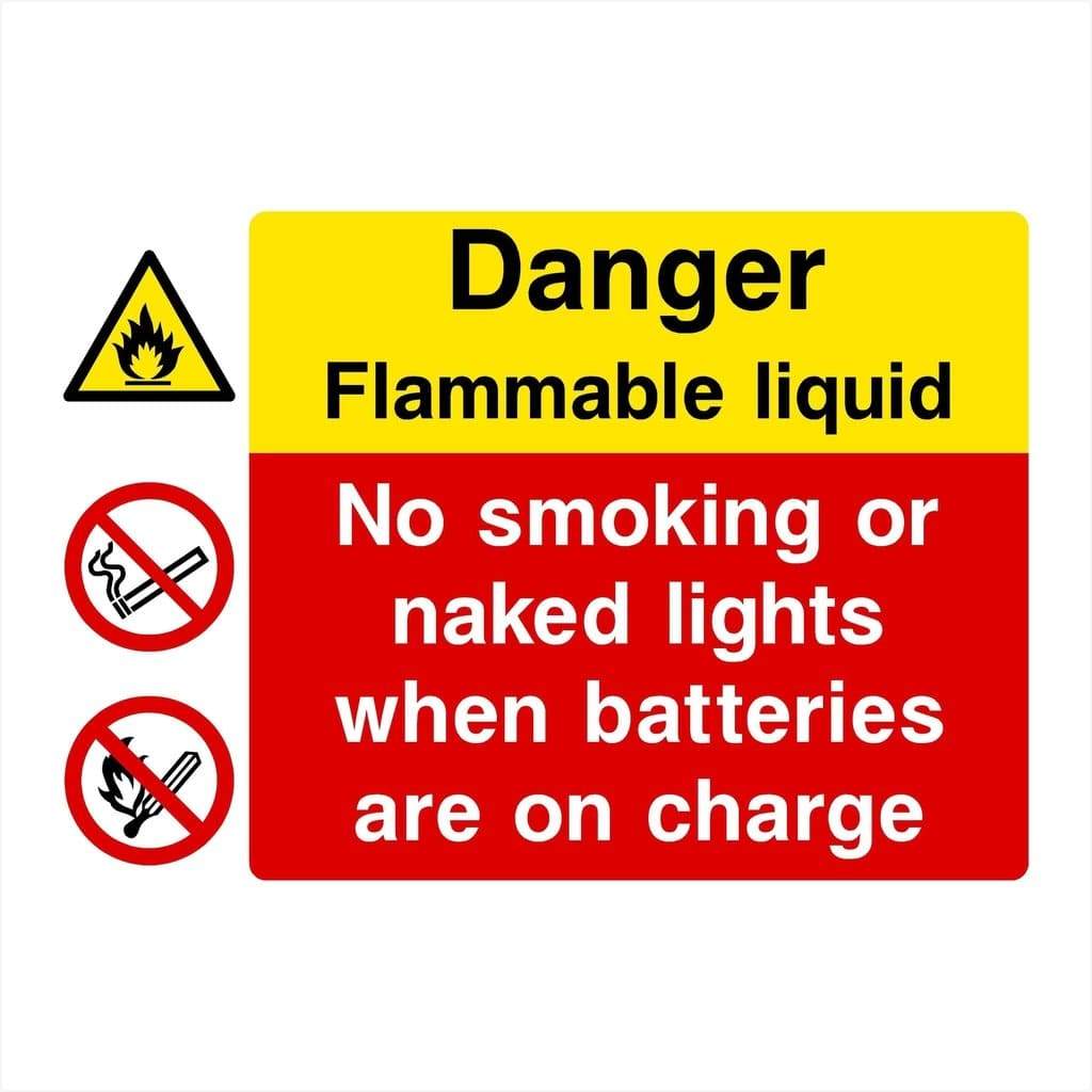 Flammable Liquid No Smoking When Batteries On Charge Sign - The Sign Shed